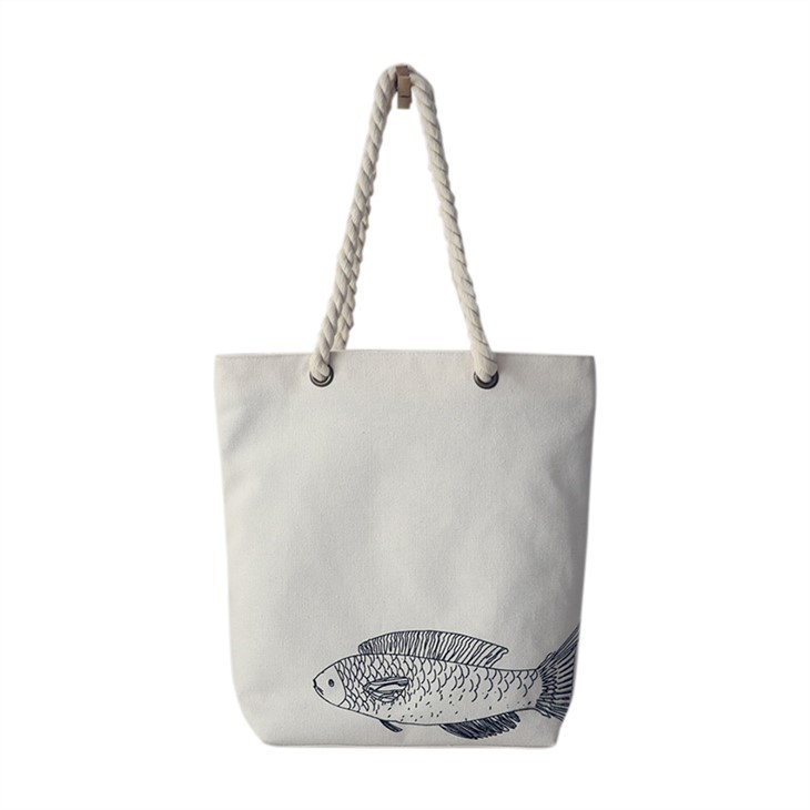 Canvas Tote With,cotton Rope Handle